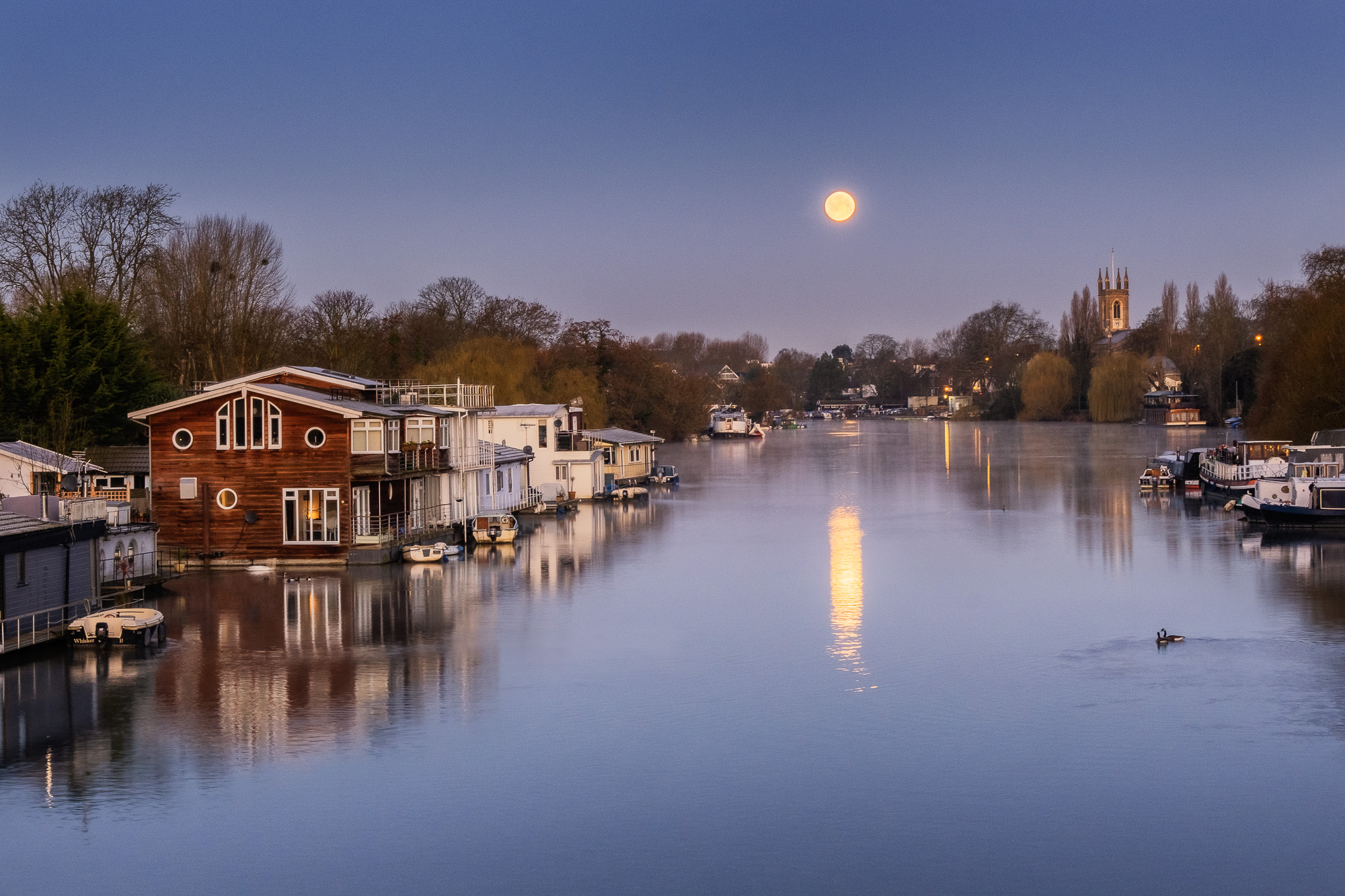 Snow Moon Over The Thames